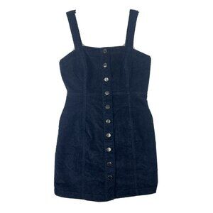 Aeropostale Mini Dress Women's Size S Corduroy Black Button Up Sleeveless